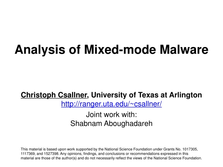 analysis of mixed mode malware