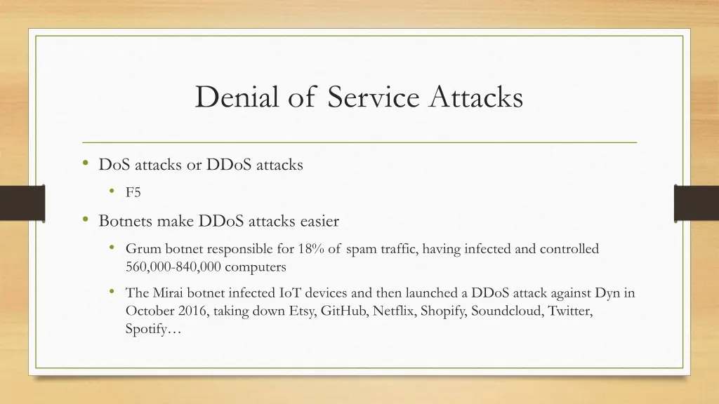 denial of service attacks