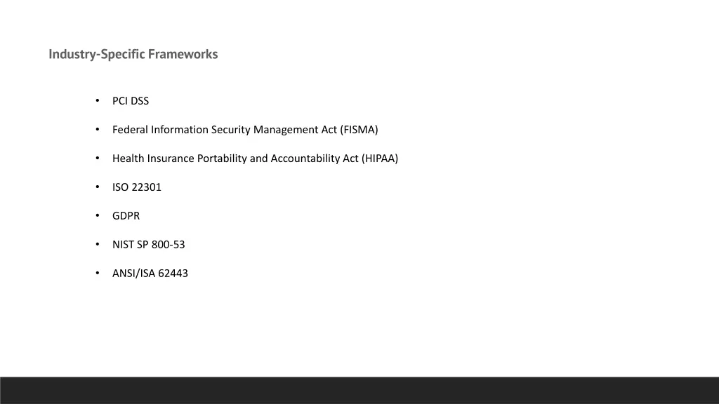 industry specific frameworks