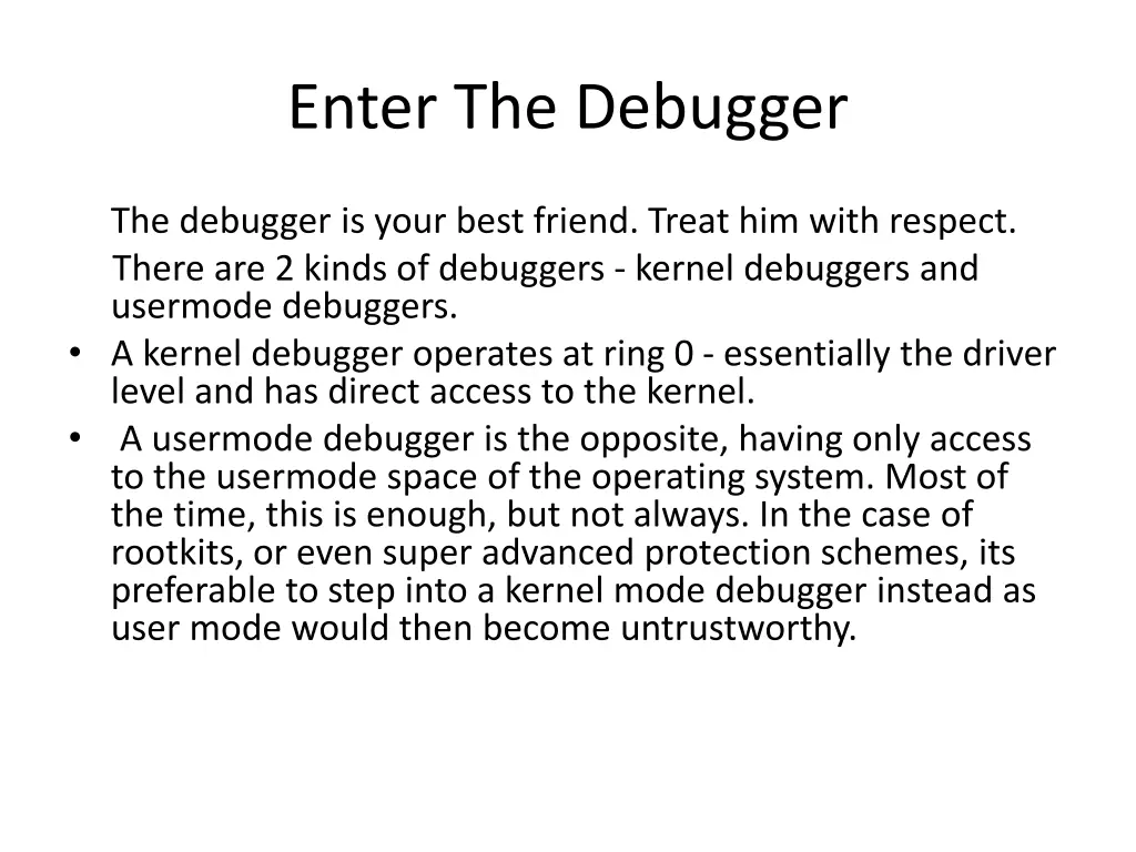 enter the debugger