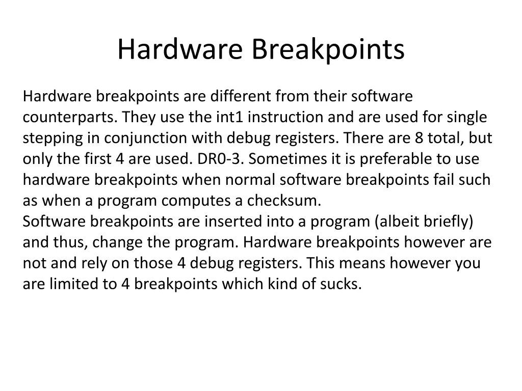 hardware breakpoints