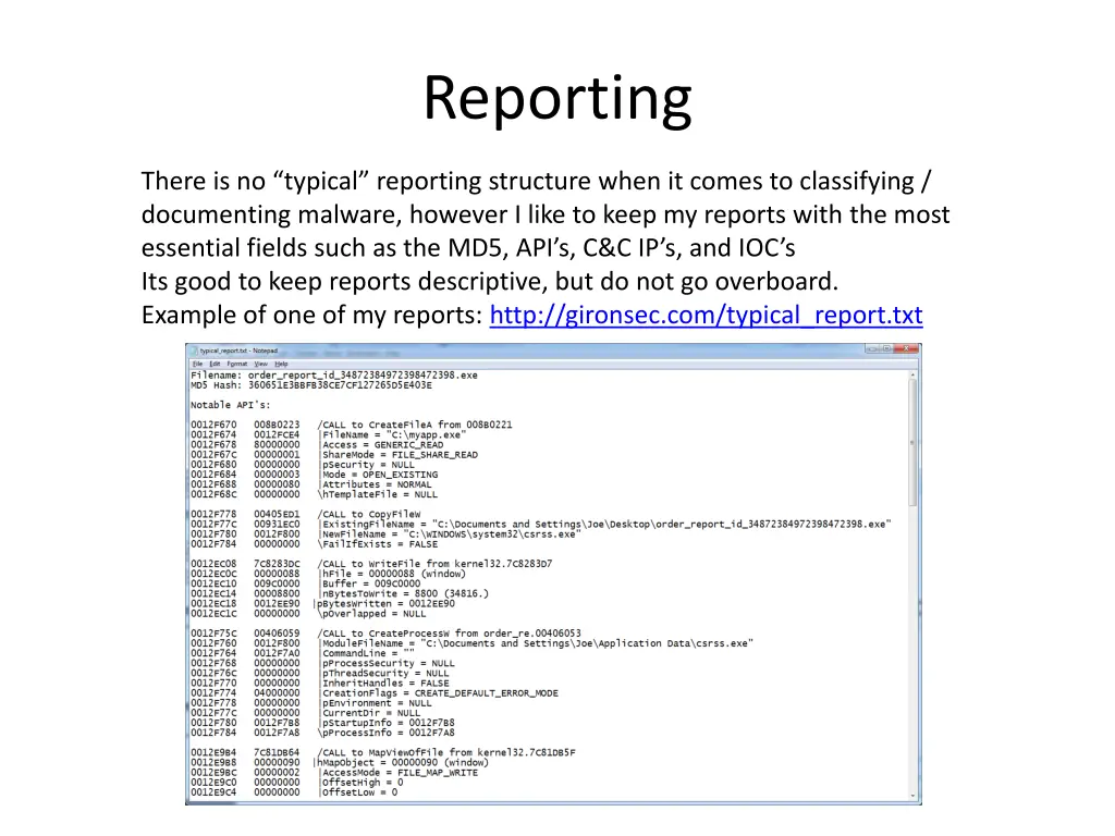 reporting