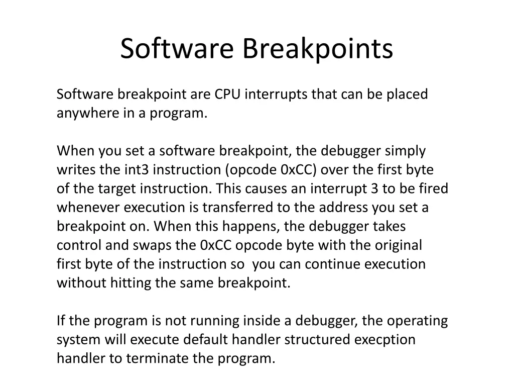 software breakpoints