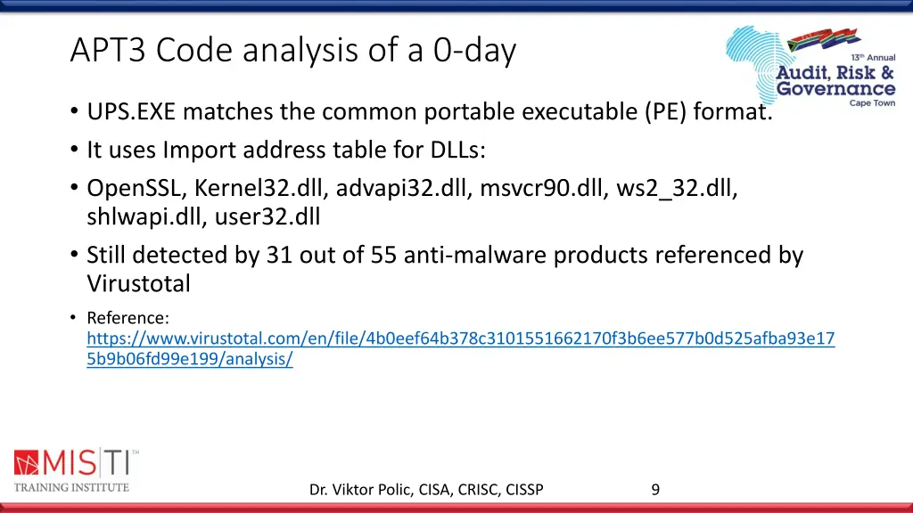 apt3 code analysis of a 0 day