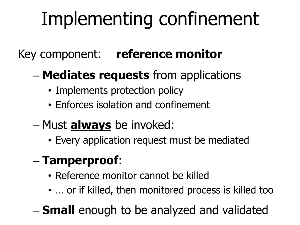 implementing confinement