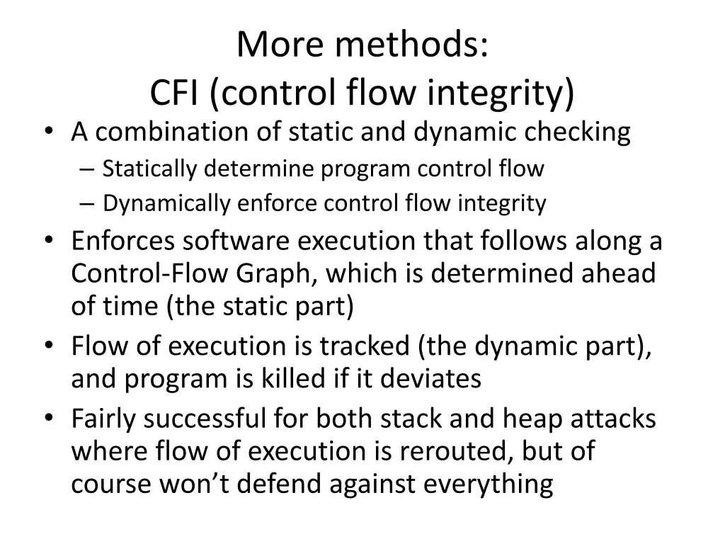 more methods cfi control flow integrity