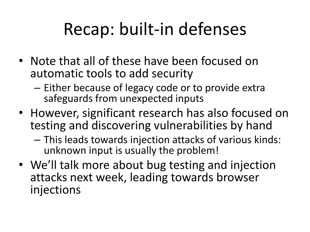 recap built in defenses