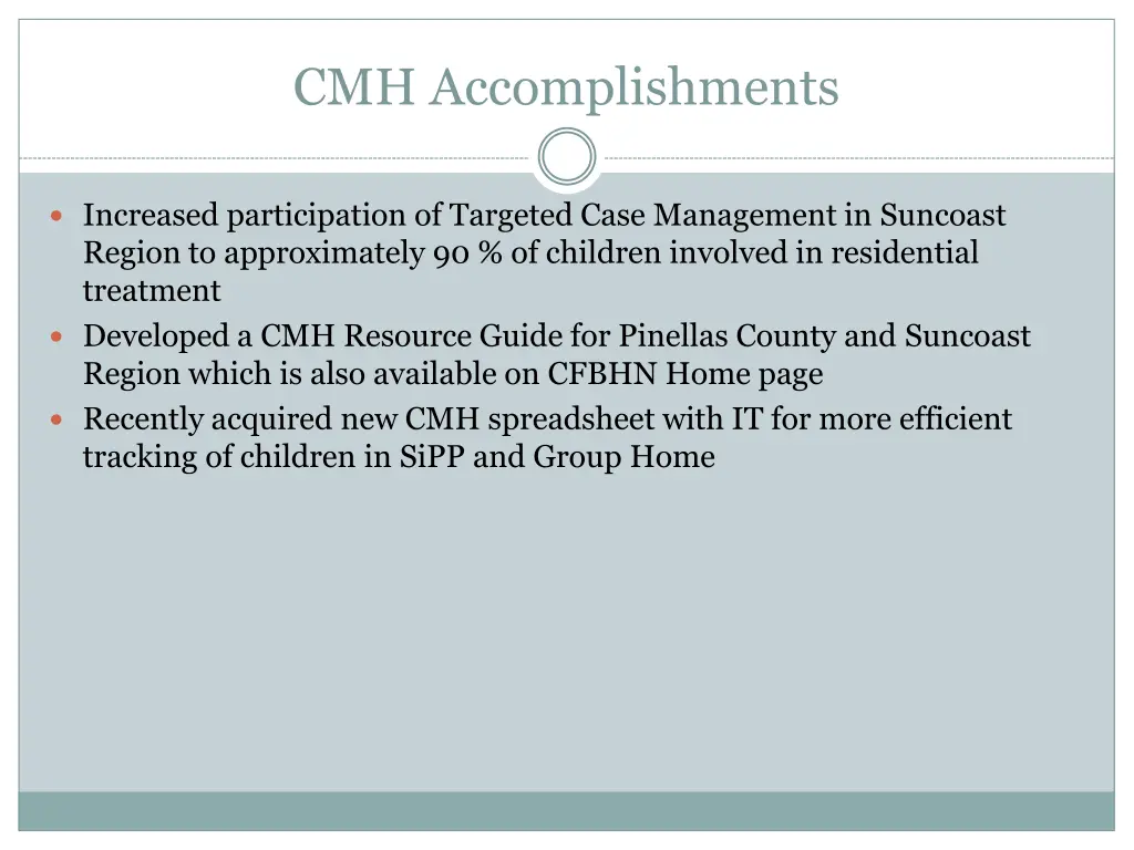 cmh accomplishments