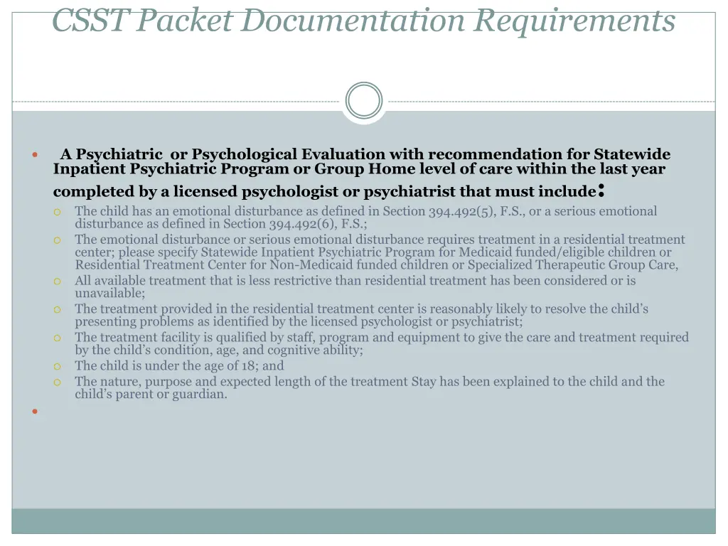 csst packet documentation requirements