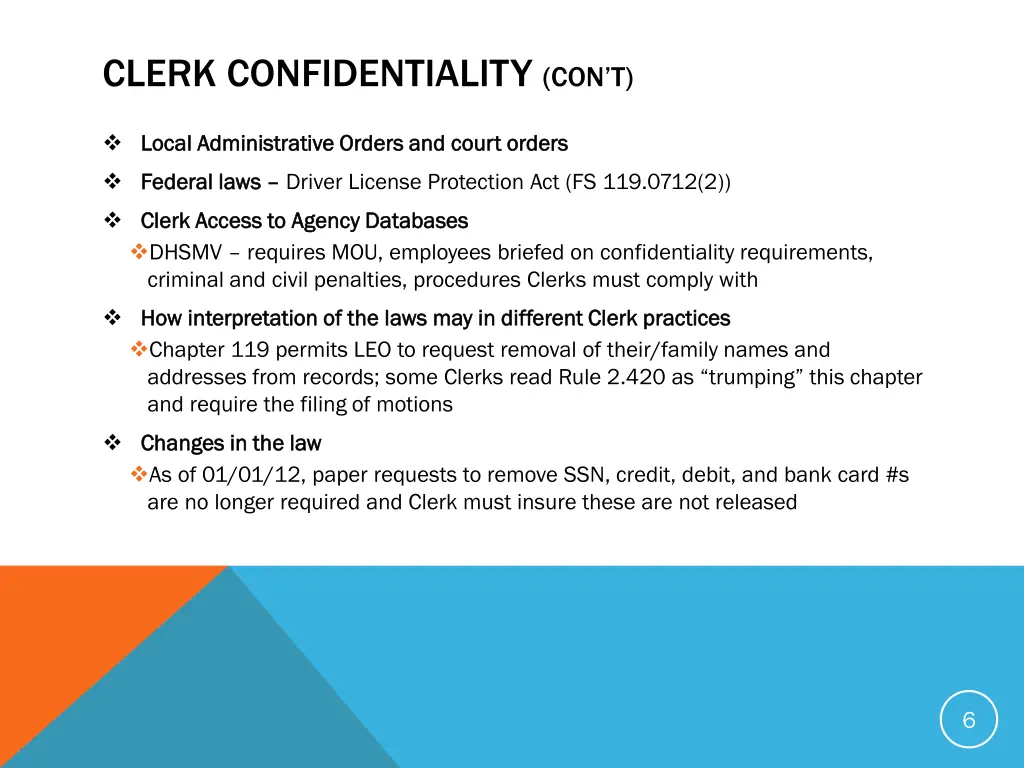 clerk confidentiality con t 1