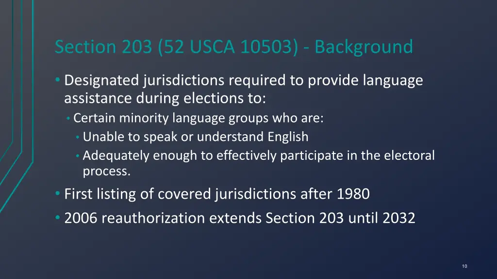 section 203 52 usca 10503 background