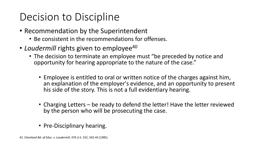 decision to discipline recommendation