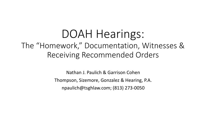 doah hearings the homework documentation