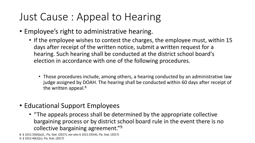 just cause appeal to hearing employee s right