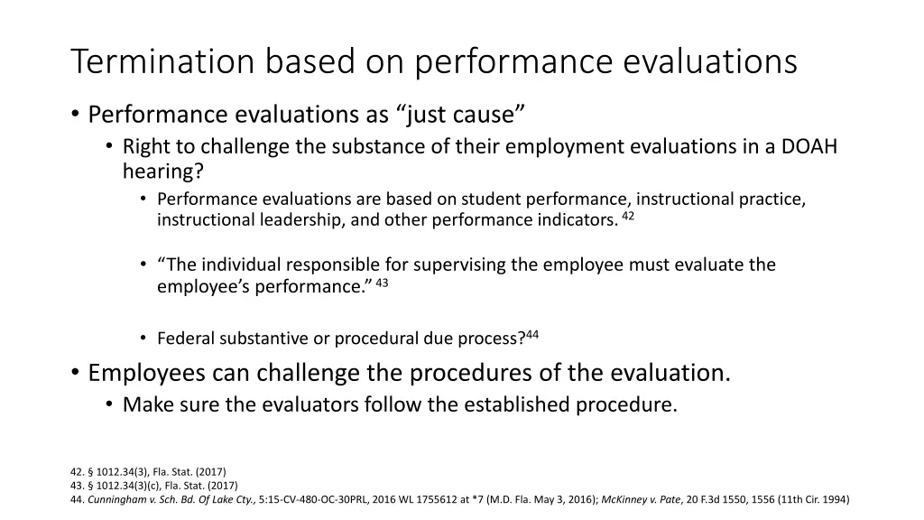 termination based on performance evaluations