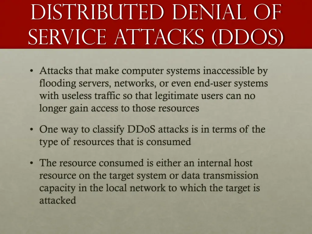 distributed denial of service attacks ddos