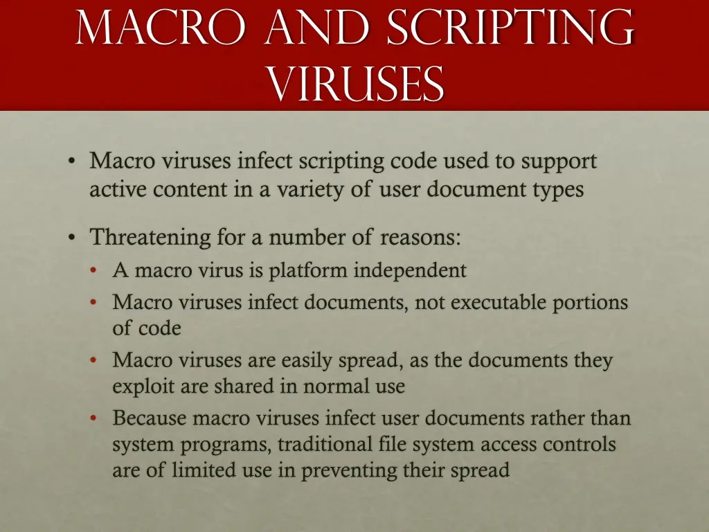 macro and scripting viruses