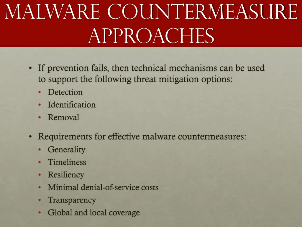 malware countermeasure approaches