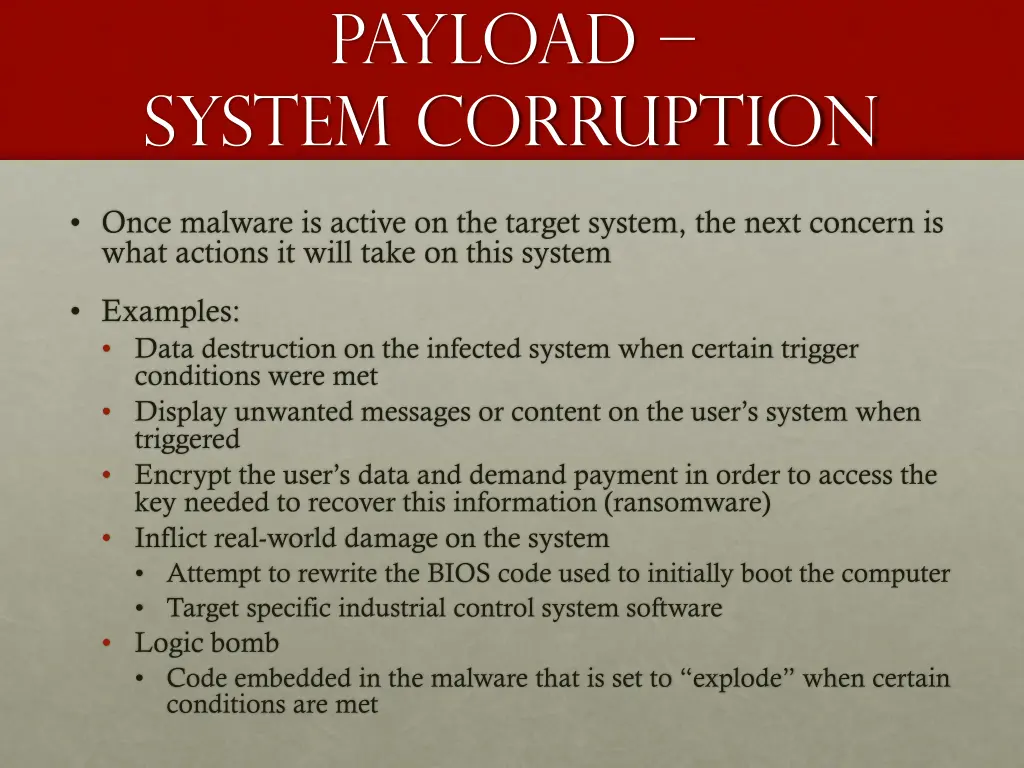 payload system corruption