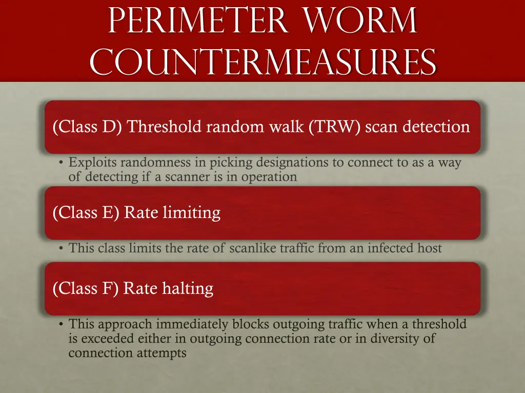 perimeter worm countermeasures