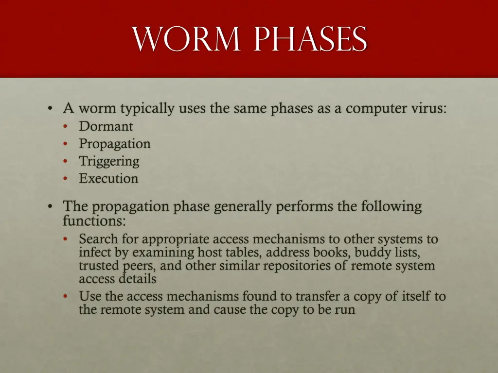 worm phases