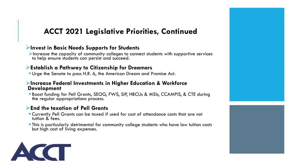 acct 2021 legislative priorities continued