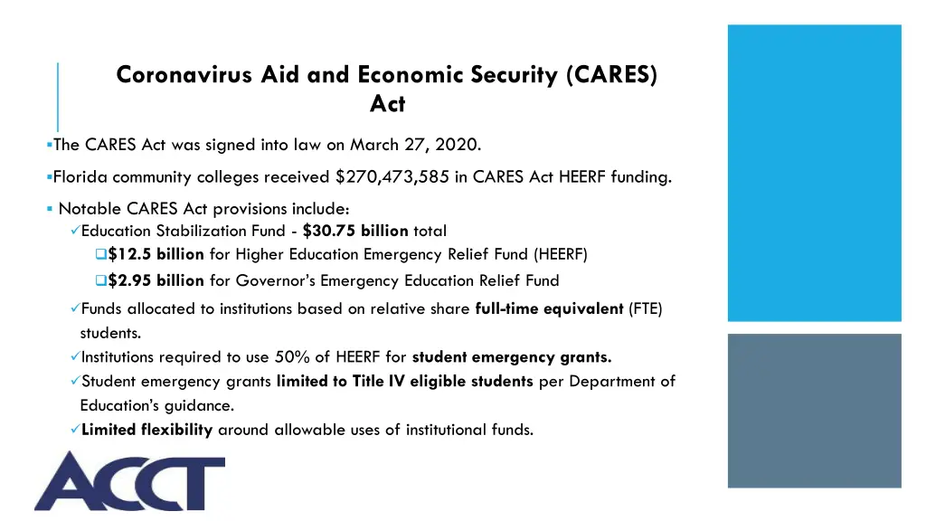 coronavirus aid and economic security cares act