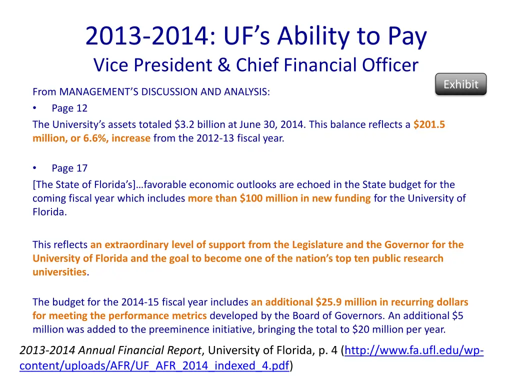 2013 2014 uf s ability to pay vice president