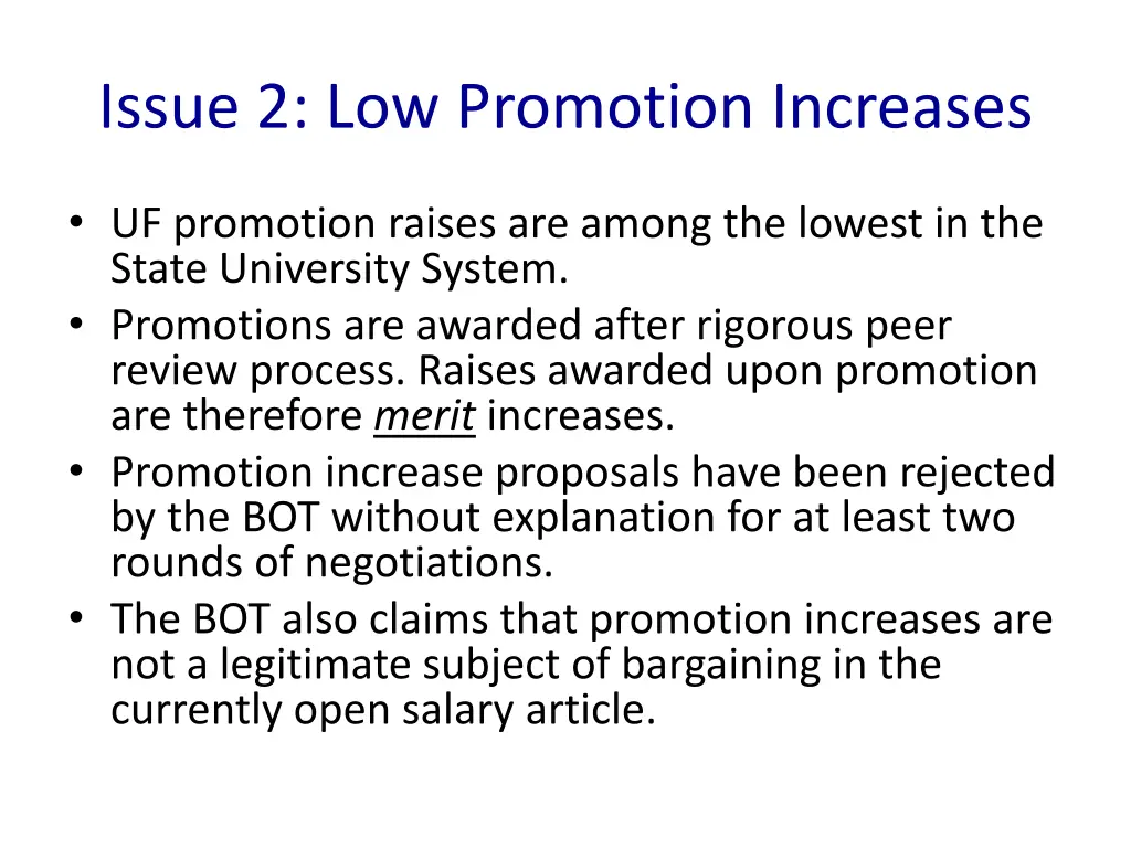 issue 2 low promotion increases