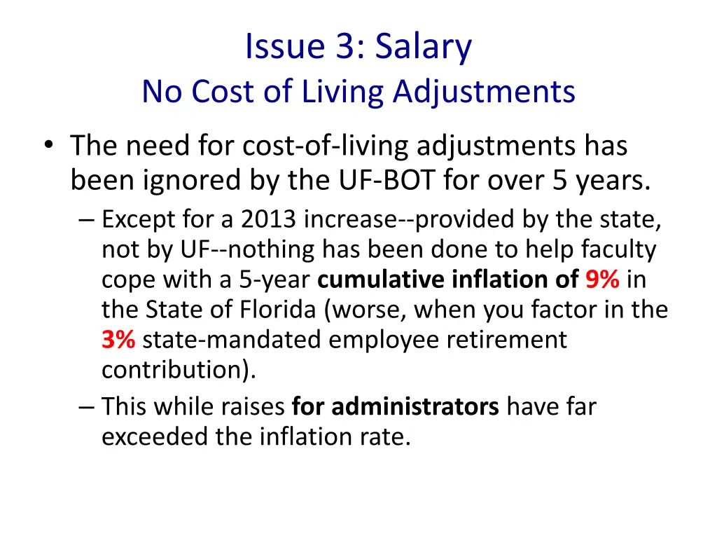 issue 3 salary no cost of living adjustments