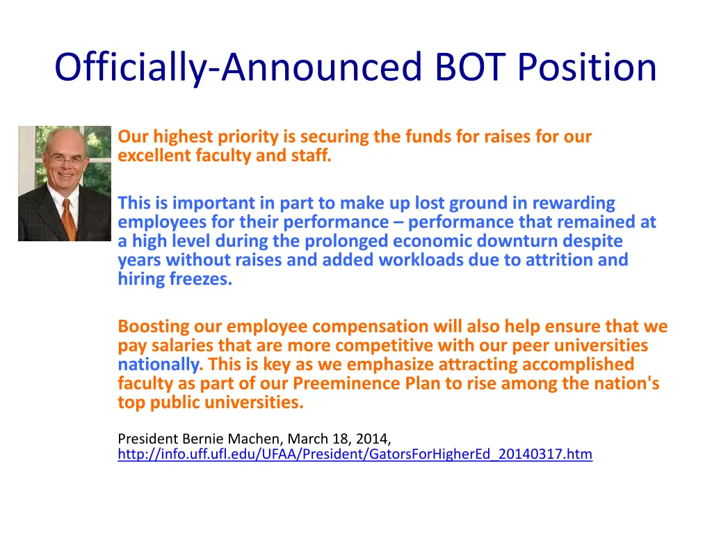 officially announced bot position