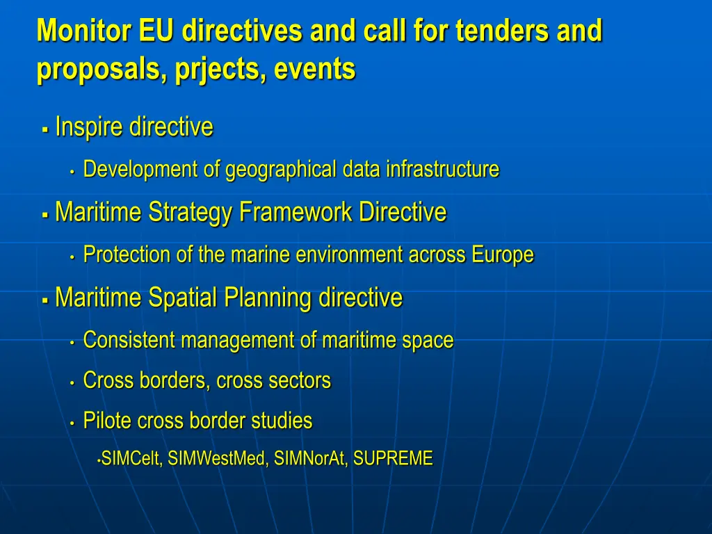 monitor eu directives and call for tenders