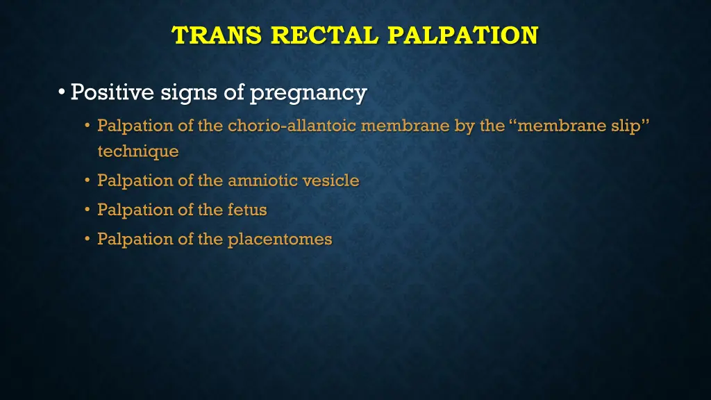 trans rectal palpation