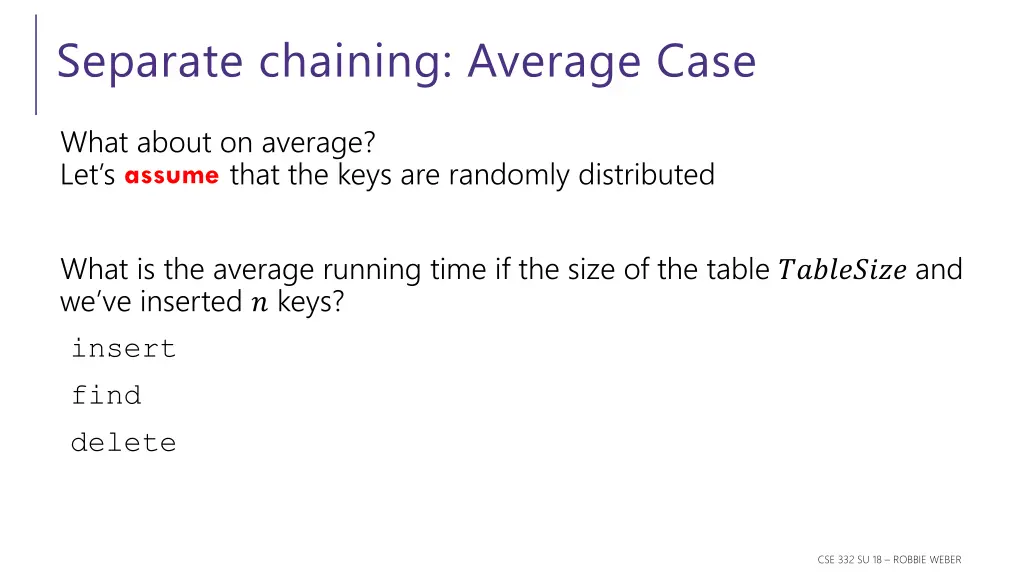 separate chaining average case