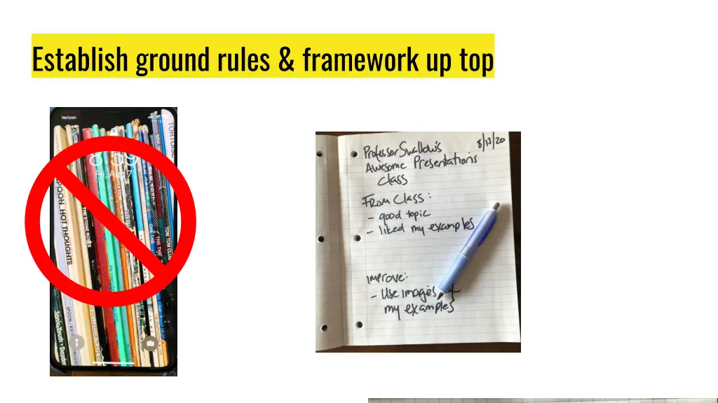 establish ground rules framework up top