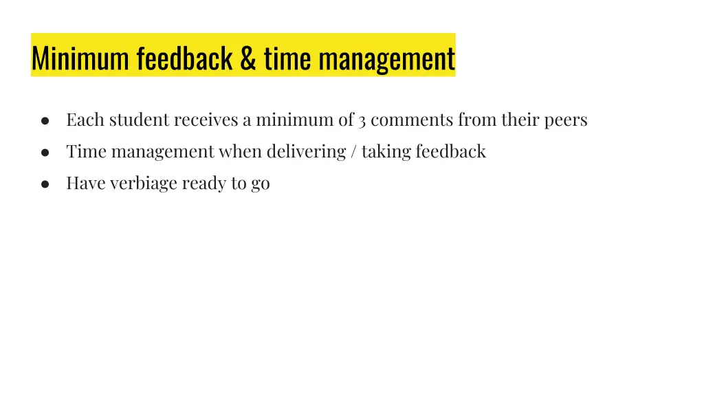 minimum feedback time management