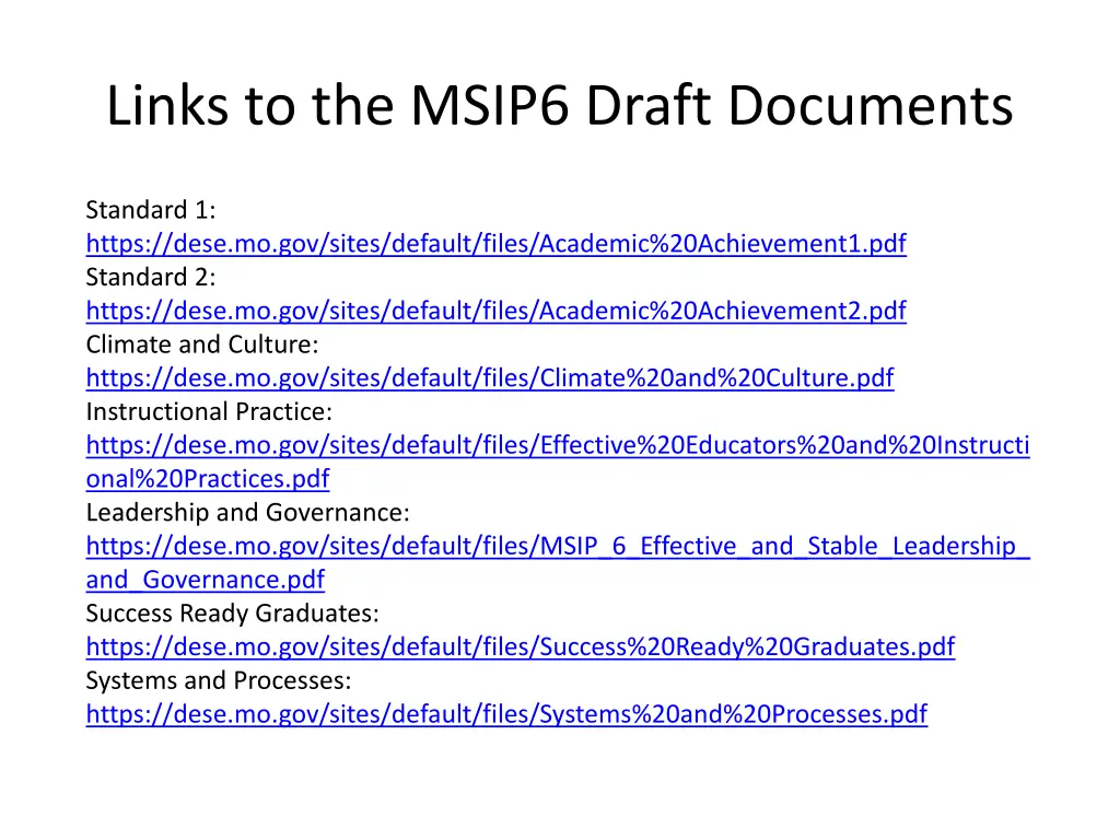 links to the msip6 draft documents