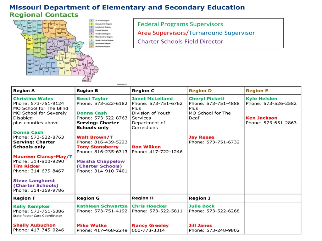 missouri department of elementary and secondary 1