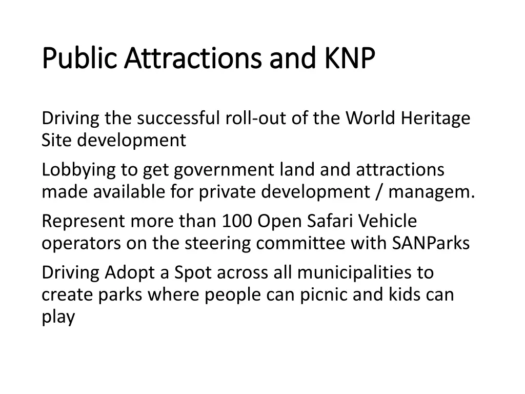 public attractions and knp public attractions