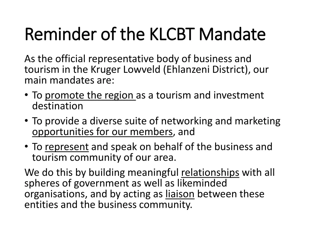 reminder of the klcbt mandate reminder