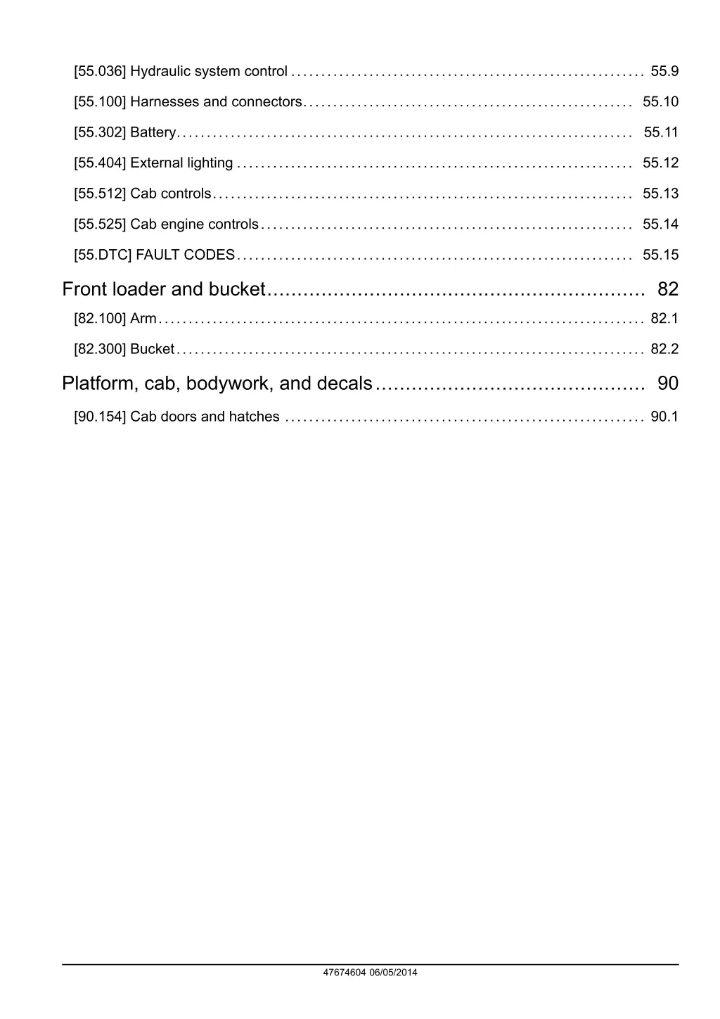 55 036 hydraulic system control 55 9