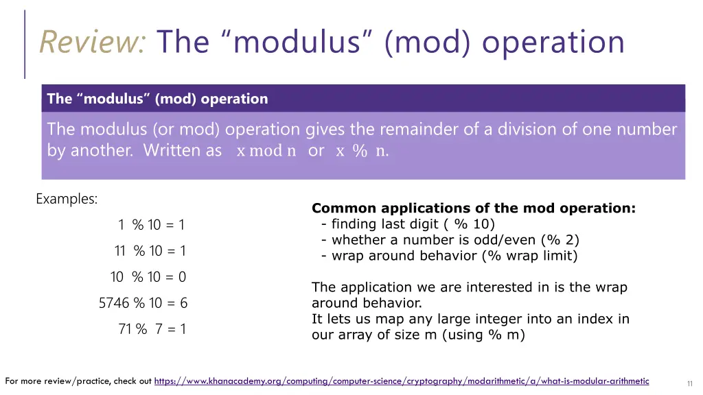 review the modulus mod operation 1