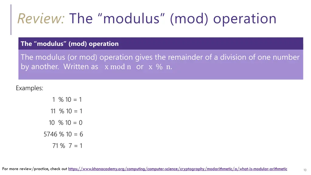 review the modulus mod operation