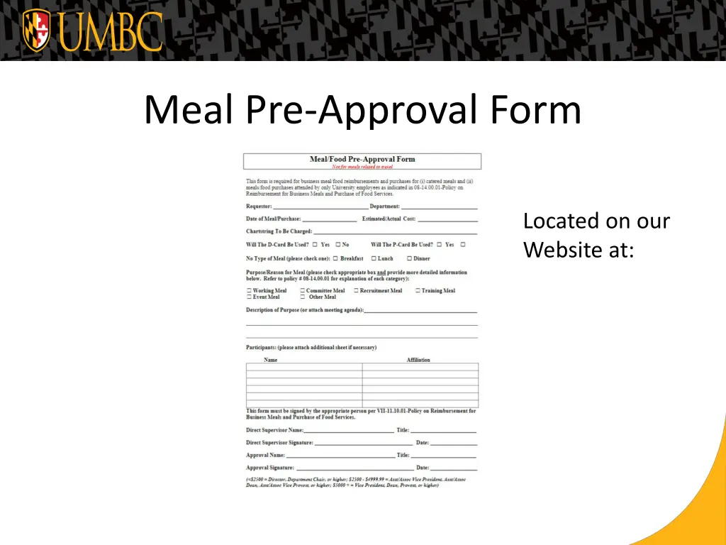 meal pre approval form