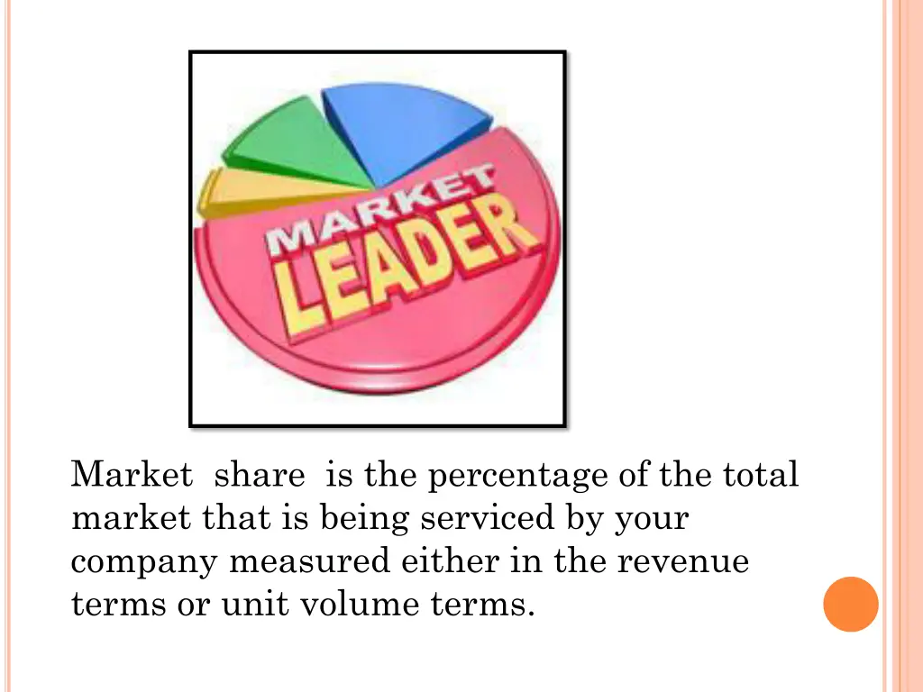 market share is the percentage of the total