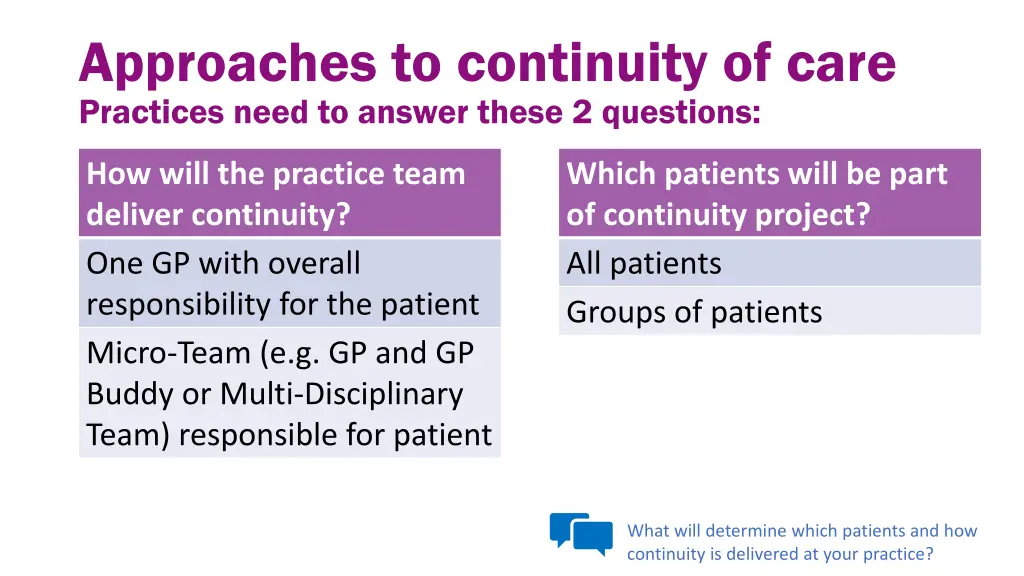 approaches to continuity of care practices need