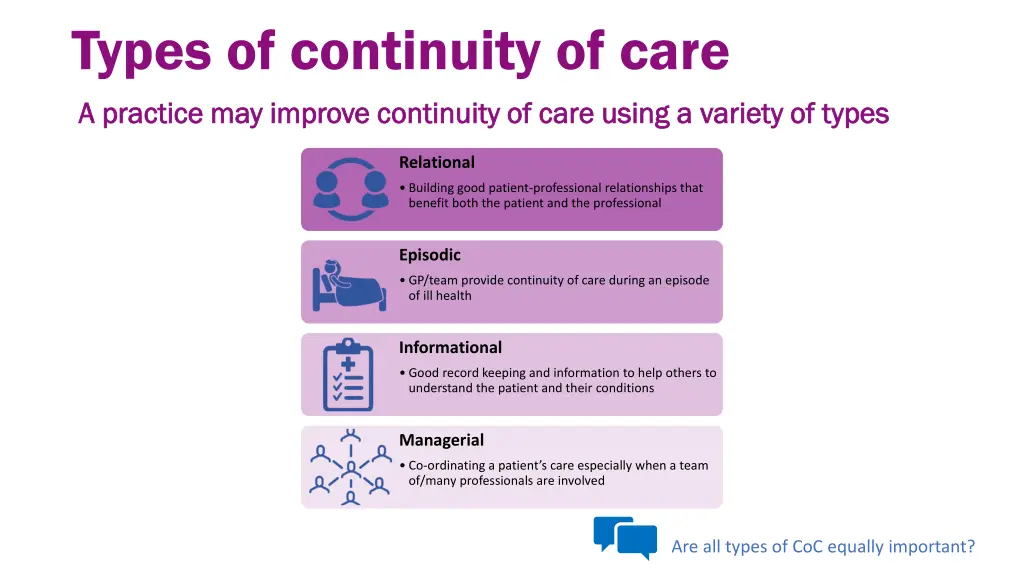 types of continuity of care a practice