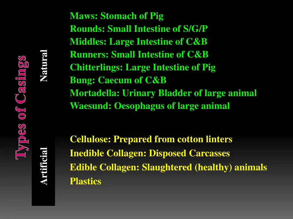 maws stomach of pig rounds small intestine