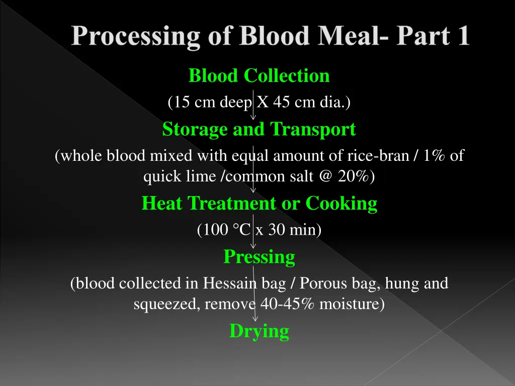 processing of blood meal part 1