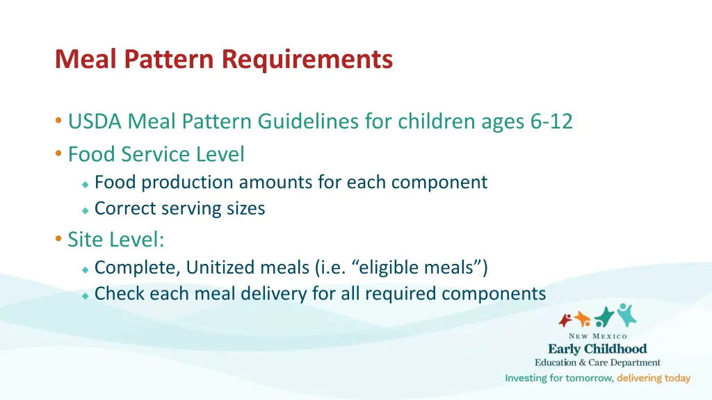 meal pattern requirements